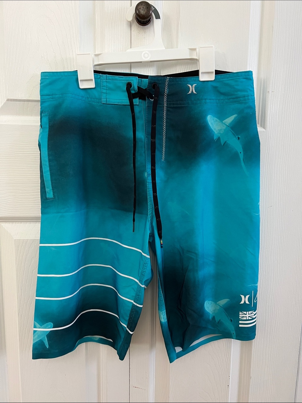 Clark Little Hawaii Rare Shark-Print Men’s Hurley Phantom Board Shorts